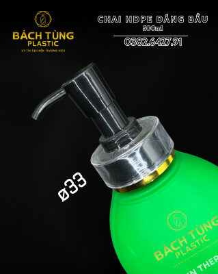 Chai HDPE Dáng Bầu 500ml – Màu Xanh