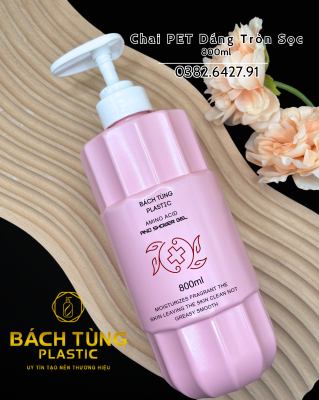 Chai PET Dung Tích Lớn 800ml – Màu Hồng Sọc Cổ 33