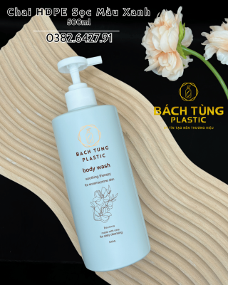 Chai HDPE Dáng Tròn Màu Xanh Xám 500ml