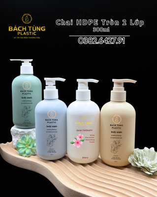 Chai HDPE Dáng Tròn 2 Lớp 300ml – Nhiều Màu