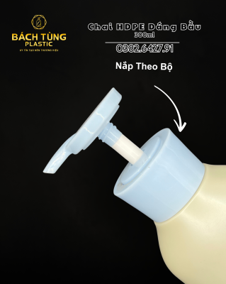 Chai HDPE Dáng Bầu Nhỏ 300ml Kèm Nắp