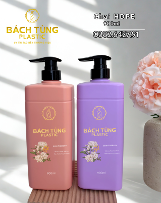 CHAI NHỰA HDPE DÁNG VUÔNG 900ML – MÀU TÍM & MÀU HỒNG