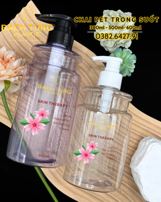 Chai PET Dáng Bầu Trong Suốt – 300ml | 500ml | 600ml