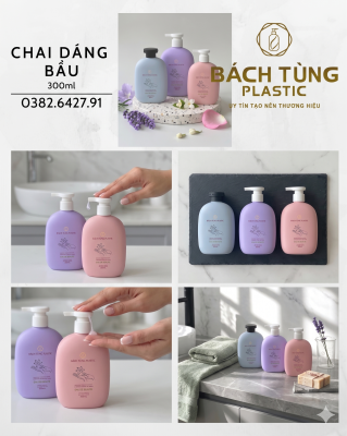 Chai HDPE Dáng Bầu Vuông - 300ml cổ nhỏ FI24