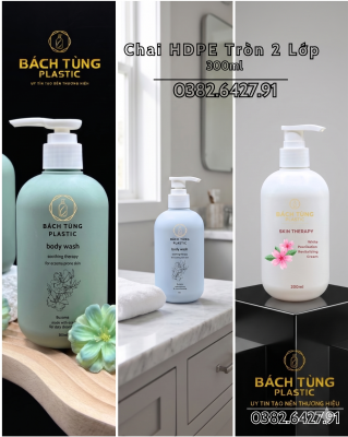 Chai HDPE Dáng Tròn 2 Lớp 300ml – Nhiều Màu