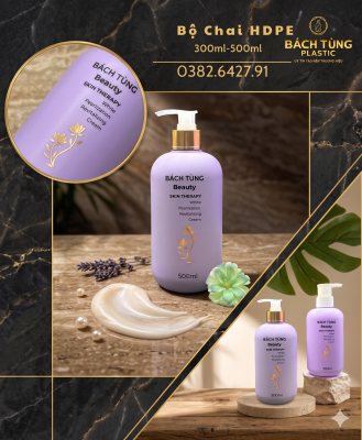 BỘ CHAI HDPE 300ML & 500ML MÀU TÍM 