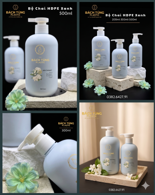 BỘ CHAI HDPE MÀU BABY BLUE – 200ML | 300ML | 500ML | CỔ FI28