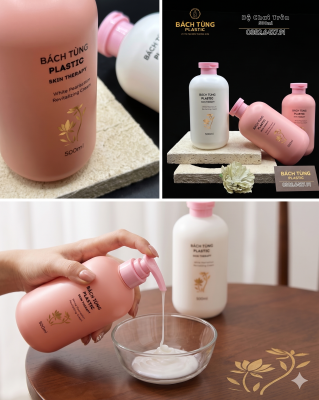 CHAI HDPE 500ML DÁNG TRÒN – TRẮNG SỮA / HỒNG PHẤN – PHỐI NẮP HỒNG