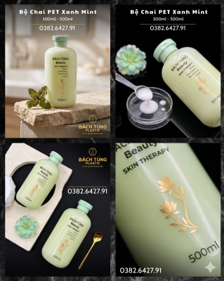 BỘ CHAI PET 500ML MÀU XANH MINT