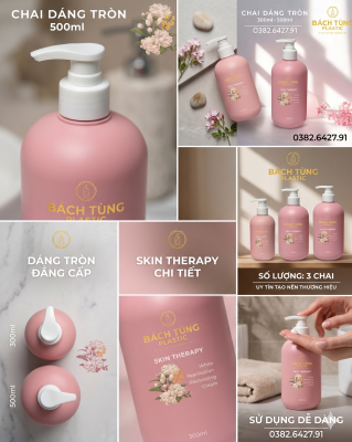 Chai HDPE Dáng Tròn 300ml – 500ml - Màu Hồng - 1 lớp | 2 lớp phủ nhung)