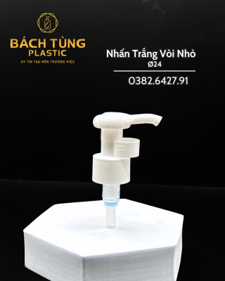 Nhấn trắng vòi nhỏ FI24 có bọc nhựa bảo vệ nắp và kẹp chống tràn màu trắng